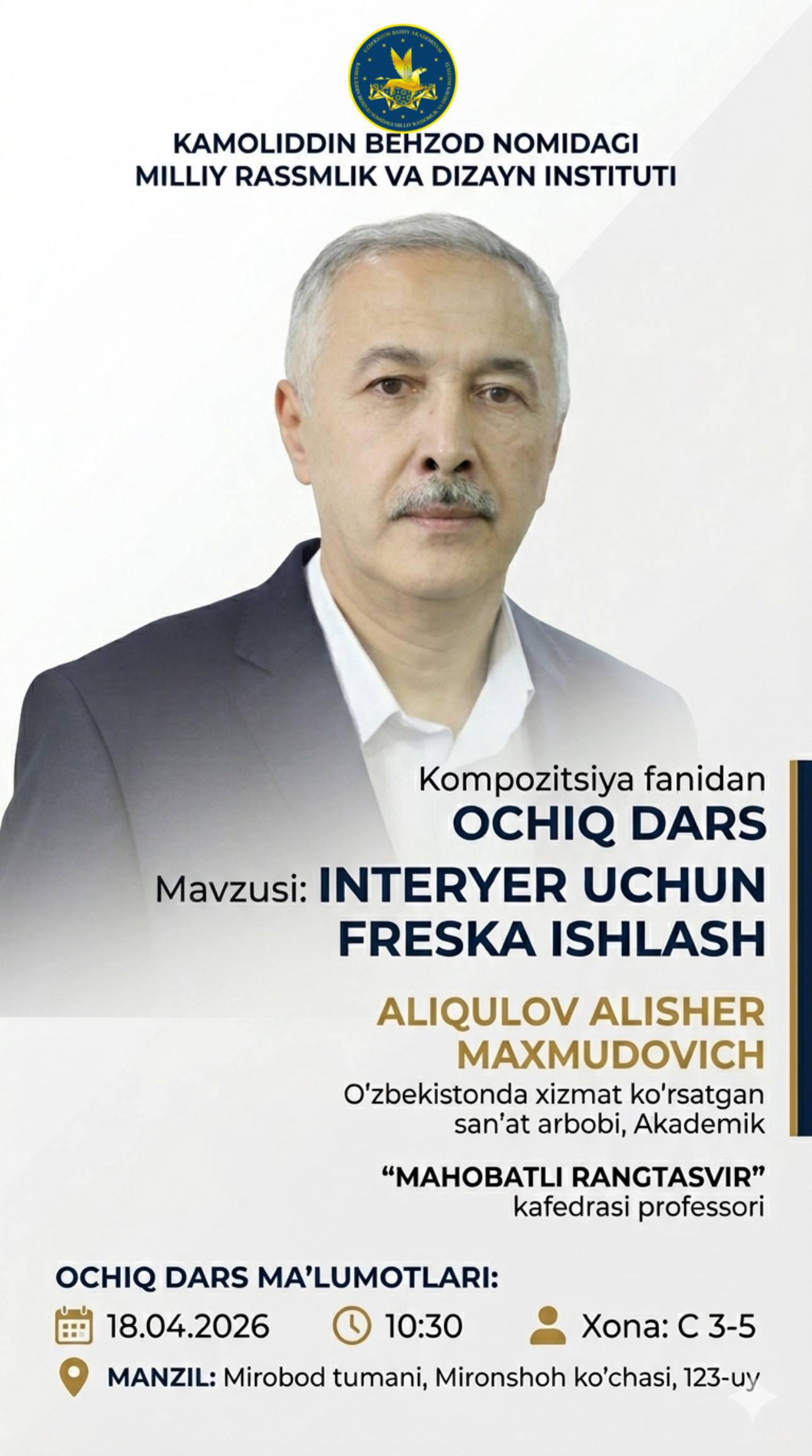 “Interyer uchun freska ishlash”  mavzusida ochiq dars.