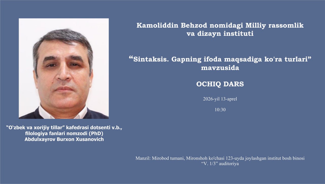 “Sintaksis. Gapning ifoda maqsadiga ko‘ra turlari” mavzusida ochiq dars