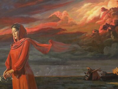  “Aral” nomli dastgohli rangtasvir kompozitsiyasi.